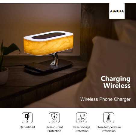 Lampe de Chevet Masdio : Haut-Parleur Bluetooth, Charge Sans Fil, Lumière Ambiante Parfaite