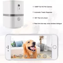 SKYMEE Petalk AI II: Caméra Connectée avec Distributeur de Friandises - Restez Connecté à Votre Chien!