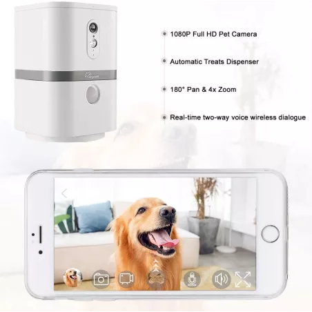 SKYMEE Petalk AI II: Caméra Connectée avec Distributeur de Friandises - Restez Connecté à Votre Chien!