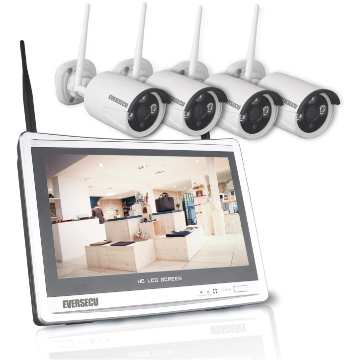 EVERSECU Wireless Security System: 8CH 2K 3MP with 12 Monitor - Easy Setup, 24/7 Protection