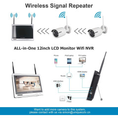 Système de Surveillance Sans Fil EVERSECU 2K 3MP avec Écran 12 – Sécurité Maximale, Installation Facile!