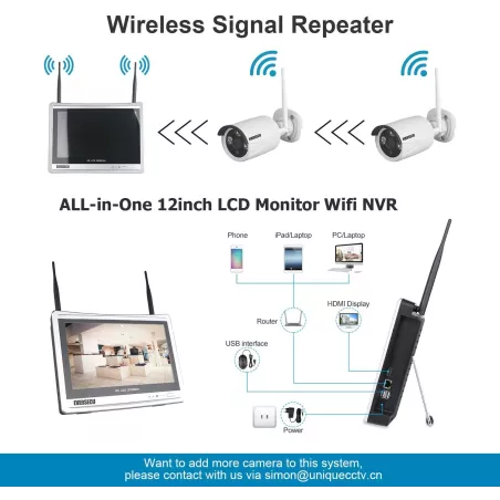 Système de Surveillance Sans Fil EVERSECU 2K 3MP avec Écran 12 – Sécurité Maximale, Installation Facile!
