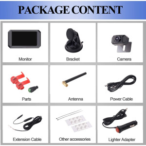 Yakry HD 1080P Wireless Backup Camera with 5” Monitor - Easy Install & Night Vision