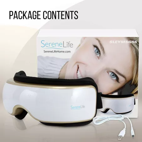 Masque de Massage Chauffant pour les Yeux SereneLife: Relaxation Ultime & Sons Apaisants