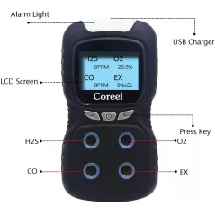 Sécurité Maximale: Détecteur 4 Gaz Portable avec Alertes Sonores, Lumineuses et Vibrations