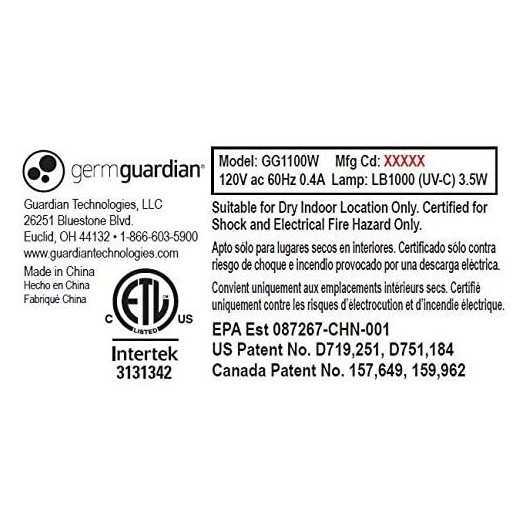 Germguardian gg1100w deals