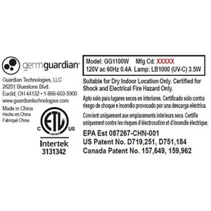 GermGuardian GG1100W Elite, éliminer les germes