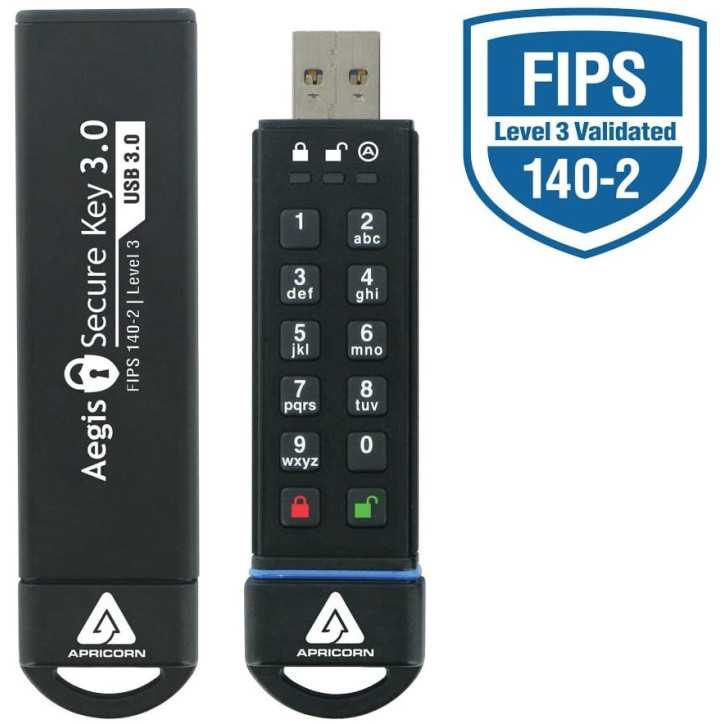 Apricorn Aegis Secure Key 3: Clé USB 120Go Cryptée - Sécurité Maximale de Vos Données!