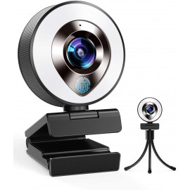 CASECUBE 1080P Webcam with Ring Light & Noise-Reduction Mic