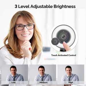 Vitade Webcam HD 1080p avec Lumière Annulaire: Streaming Impeccable & Appels Vidéo Pro!