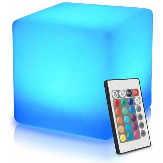 Cube LED de Mr.Go - Étanche, Rechargeable, Lumière Changeante de Couleur