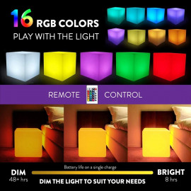 Mr.Go LED Cube - Waterproof, Rechargeable, Color Changing Light