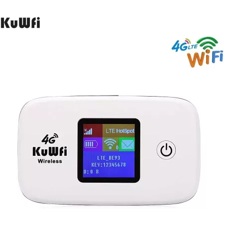 KuWFi Routeur WiFi 4G LTE Mobile : Restez Connecté Partout, Partage Facile, Batterie Longue Durée!