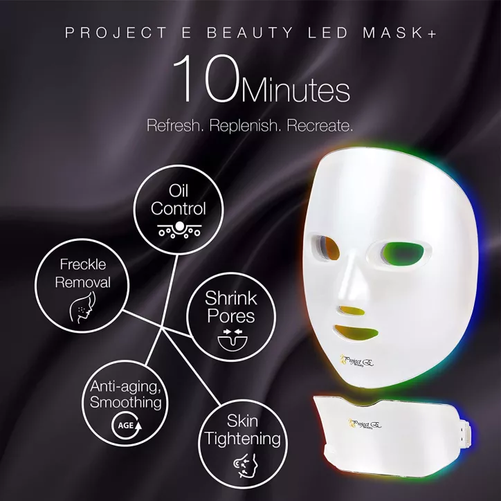Masque LED Visage et Cou Sans Fil Project E Beauty : Rajeunissement et Soin à Domicile