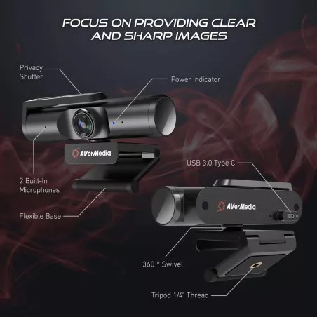 AVerMedia Live Streamer CAM 513: Webcam 4K UHD Professionnelle pour Streaming et Vidéo Conférence