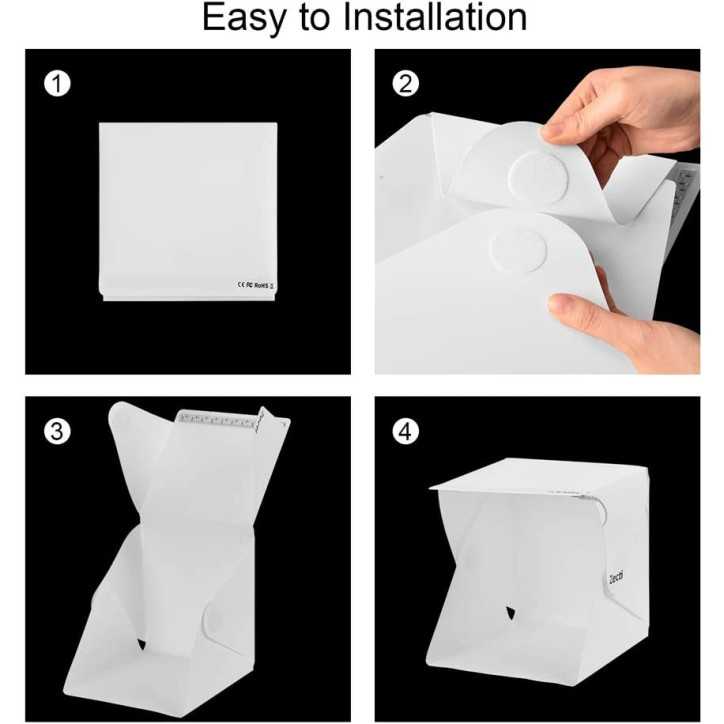 Zecti Portable Photo Studio Kit: LED Light Box with 4 Backdrops - Perfect for Product Photography!