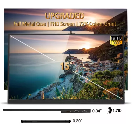 Écran Portable ZSCMALLS 15.6 Full HD: Votre Bureau Mobile Ultime! USB-C & HDMI