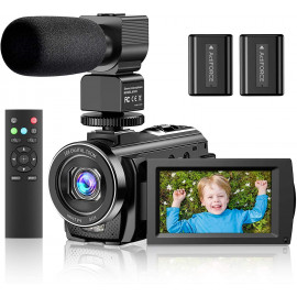 Caméscope Full HD 1080P avec Microphone pour YouTube & Vlogging
