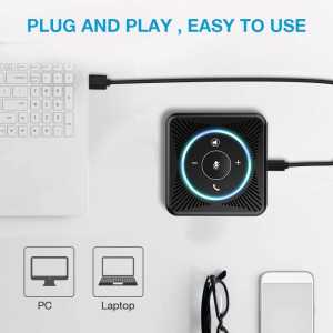 eMeet M0: Haut-Parleur Conférence USB avec Audio 360° Impeccable pour Réunions Claires