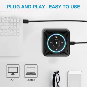 eMeet M0: Haut-Parleur Conférence USB avec Audio 360° Impeccable pour Réunions Claires