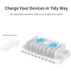 Station de Charge Alxum 120W: Organisez et Chargez 10 Appareils Rapidement! (USB-C & QC 3.0)