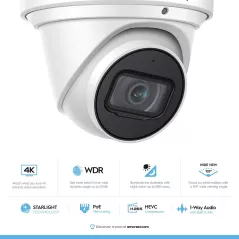 Amcrest 4K UltraHD : Caméra de Surveillance PoE Extérieure, Vision Nocturne 28m, Étanchéité IP67