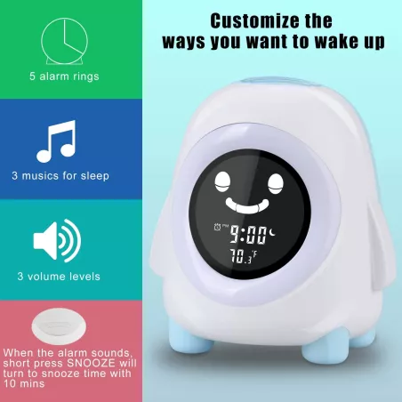 Réveil Lumineux Enfant Cadrim: Douces Couleurs, Sons Apaisants & Sommeil Paisible