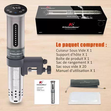 KitchenBoss Sous Vide : Précision Ultime, Cuisson Parfaite, Etanche IPX7