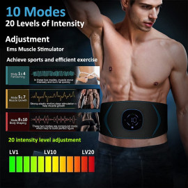 Yonars EMS Stimulateur Musculaire - 10 Modes, Rechargeable USB Abdos