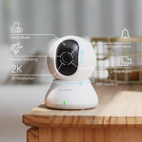 Security Camera 2K, blurams Baby Monitor Dog Camera 360-degree for Home Security w/ Smart Motion Tracking, Phone App, IR Night