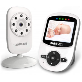 Moniteur vidéo pour bébé avec appareil photo numérique, moniteur vidéo sans fil ANMEATE numérique 2,4 GHz avec moniteur de