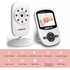 ANMEATE Moniteur Bébé Vidéo : Vision Nocturne, Audio Bidirectionnel & Température - Gardez un Œil sur Bébé en Toute Sérénité !