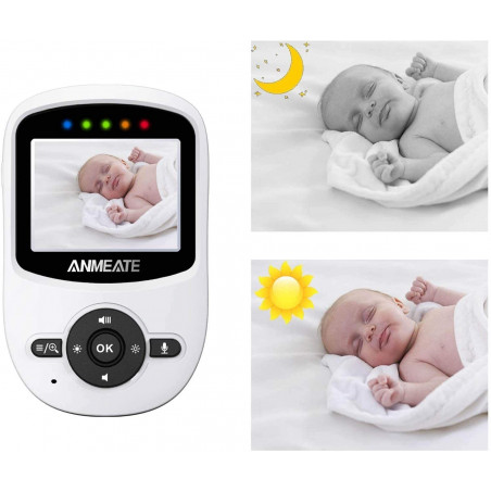 Moniteur vidéo pour bébé avec appareil photo numérique, moniteur vidéo sans fil ANMEATE numérique 2,4 GHz avec moniteur de