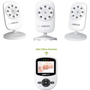 Moniteur vidéo pour bébé avec appareil photo numérique, moniteur vidéo sans fil ANMEATE numérique 2,4 GHz avec moniteur de