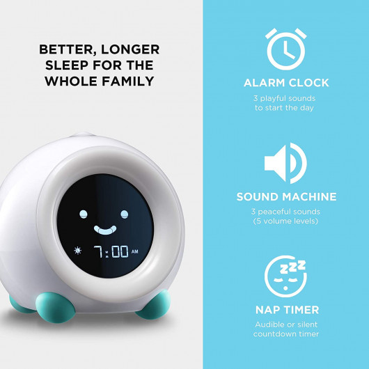LittleHippo Mella Ready to Rise Entraîneur pour enfants, Réveil, Veilleuse Sleep Sounds Machine (Bleu arctique), Standard