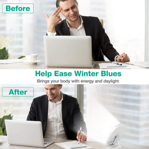 Light Therapy Lamp, UV-Free 10000 Lux Therapy Light, Touch Control with 3 Adjustable Brightness Levels and 4 Timer Function,