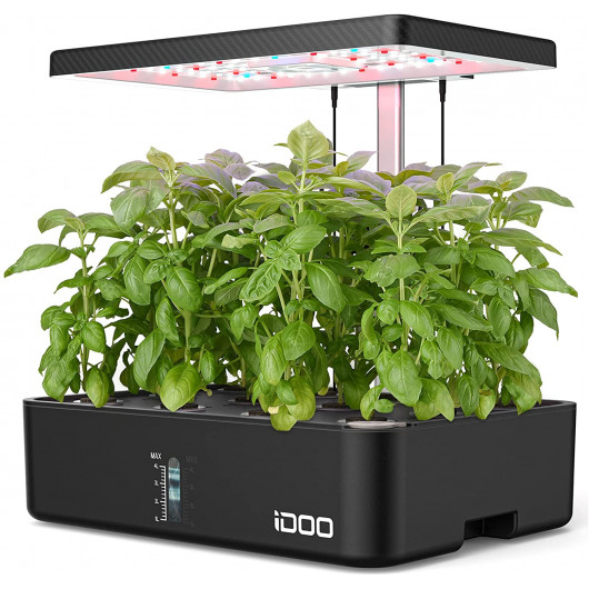 iDOO 12Pods Hydroponics Growing System, Indoor Garden with LED Grow Light, Plants Germination Kit, Built-in Fan, Automatic