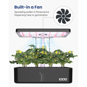 iDOO 12Pods Hydroponics Growing System, Indoor Garden with LED Grow Light, Plants Germination Kit, Built-in Fan, Automatic