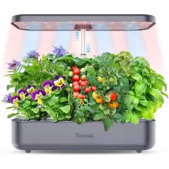 Yoocaa 12 Hydroponics Growing System, Indoor Herb Garden with LED Light, Up to 19.4'' Height Adjustable Indoor Gardening System,