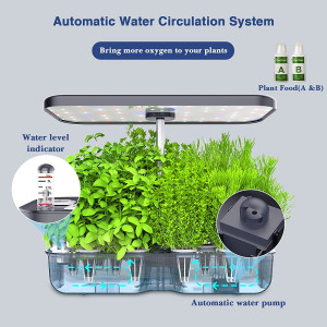 Yoocaa 12 Hydroponics Growing System, Indoor Herb Garden with LED Light, Up to 19.4'' Height Adjustable Indoor Gardening System,