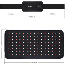 Serfory Red Infrared Light Therapy Belt for Pain Relief, Combo 660nm and 880nm, Flexible Wearable Wrap Pad with Timer for Waist