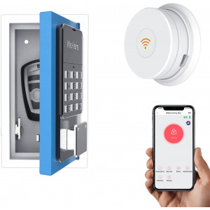 WeHere Key Lock Box use Bluetooth/One-Time Password/Fixed Code Unlock, Electronic Lock Box for House Key, Wall Mount Hide a Key