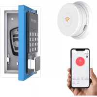WeHere Key Lock Box use Bluetooth/One-Time Password/Fixed Code Unlock, Electronic Lock Box for House Key, Wall Mount Hide a Key
