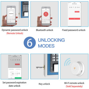 WeHere Key Lock Box use Bluetooth/One-Time Password/Fixed Code Unlock, Electronic Lock Box for House Key, Wall Mount Hide a Key