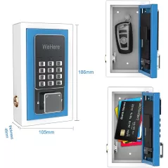 WeHere Key Lock Box use Bluetooth/One-Time Password/Fixed Code Unlock, Electronic Lock Box for House Key, Wall Mount Hide a Key