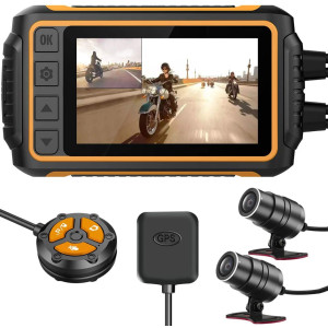 ZOMFOM Dash Cam Waterproof Recording Camera for Motorcycle, 3'' LCD Front and Rear FHD 1080P Waterproof Lens Wide Angle 150°