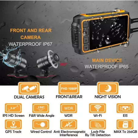 Caméra Moto ZOMFOM : Double 1080p, Étanche IP67, GPS, Wi-Fi - Sécurité et Aventure Garantie !