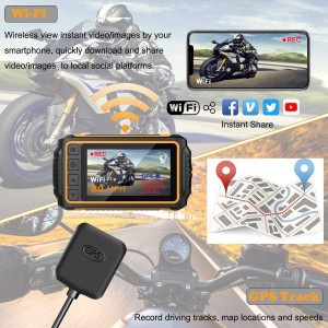 ZOMFOM Dash Cam Waterproof Recording Camera for Motorcycle, 3'' LCD Front and Rear FHD 1080P Waterproof Lens Wide Angle 150°