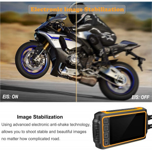 ZOMFOM Dash Cam Waterproof Recording Camera for Motorcycle, 3'' LCD Front and Rear FHD 1080P Waterproof Lens Wide Angle 150°