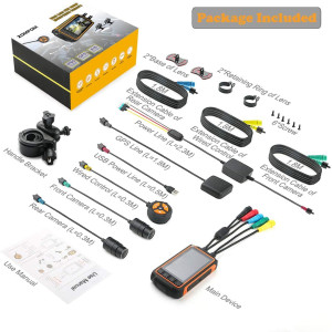 ZOMFOM Dash Cam Waterproof Recording Camera for Motorcycle, 3'' LCD Front and Rear FHD 1080P Waterproof Lens Wide Angle 150°